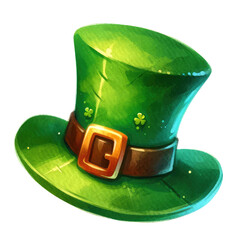 Watercolor St. Patrick's Day Hat Clipart. Festive Irish Celebration Elements Art. Explore This unique Handmade St. Patrick's Day Design. Ideal for creative green holiday decorations and graphics.