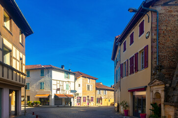 Fototapeta premium Half-timbered houses in an village Bressan de st trivier de courtes. France