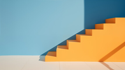 wroughtiron stairs w/ shadow in blue and yellow