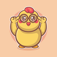 geek chick animal character mascot with think gesture isolated cartoon in flat style design