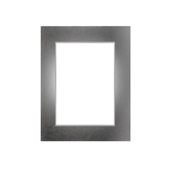 Metal brush texture silver modern photo frame 18x23 isolated on transparent background portrait rectangle vertical thick border mock up for poster, picture, wall art png 3d rendering image
