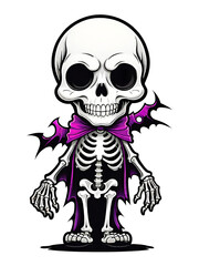 Fototapeta premium Halloween skeleton with pumpkins on transparent background