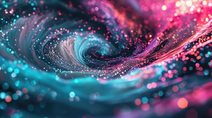 A nebula of neon lights swirling together in vibrant shades of pink and blue.