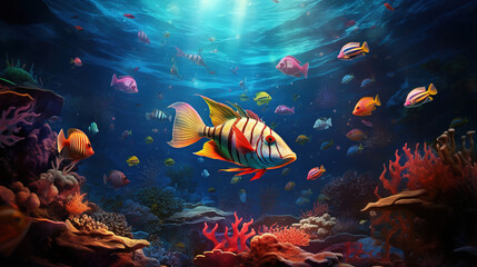 Fototapeta na wymiar illustration of animal life in the ocean