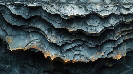 Abstract forms of lava stones with deep patterns and sharp fac