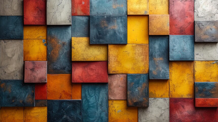 Abstract geometric pattern on color ceramic tiles, giving dynamism and modernity to the interi