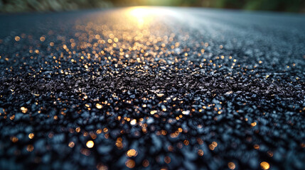Asphalt with a reflection of heaven brilliance and light, creating the impression of the reflection of heaven on the aspha