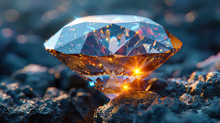 A diamond with a relief pattern relief elements that form patterns on the surface of the diamond give it volume and textu - obrazy, fototapety, plakaty
