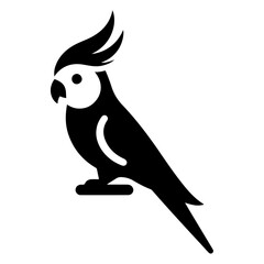 Cockatiel parrot face vector icon, clipart, symbol, black color silhouette