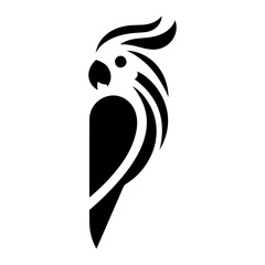 Cockatiel parrot face vector icon, clipart, symbol, black color silhouette