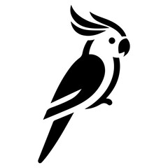 Cockatiel parrot face vector icon, clipart, symbol, black color silhouette