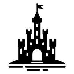minimal Castle tower icon vector silhouette, black color silhouette, white background - obrazy, fototapety, plakaty