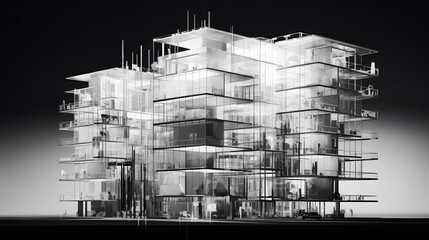 Modern multi storey house. Neural network AI generated art