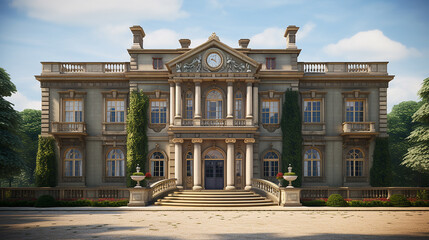 stately georgian mansion on sunny bright day