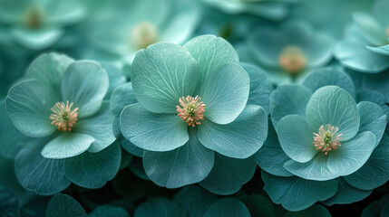 Emerald with soft overflow of green shades smooth flowers transitions that create the effect of softness and naturalne - obrazy, fototapety, plakaty