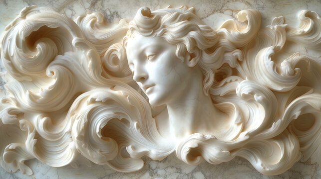 Foam with a relief surface patterns and drawings created on a relief texture of foa