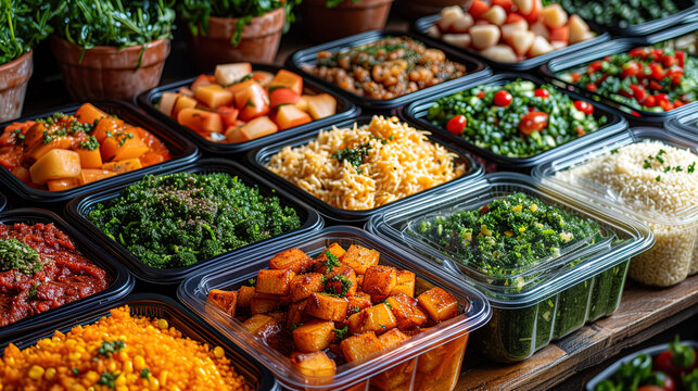 Food laid in convenient containers for delivery purpose