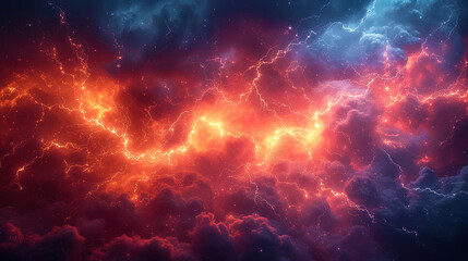 Graphic texture of lightning complex patterns of light, creating a sense of art against the background of a thunderstor