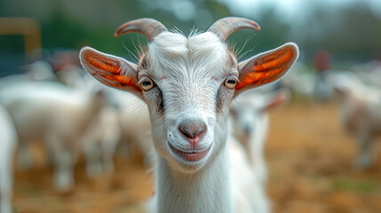 Obraz premium Growing goats for eating on an industrial f