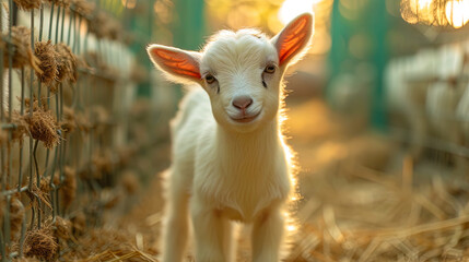 Fototapeta premium Growing goats for eating on an industrial f