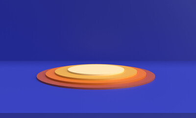 Podium stage stand presentation cream yellow orange brown color blue background wallpaper empty blank ramadan karrem ramadon april march month display template cylinder pedestal product light art dais