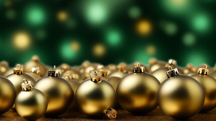 New Year's green and gold Christmas balls. Neural network AI generated art