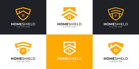 Set of home shield logo design template