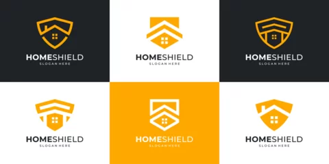 Fotobehang Set of home shield logo design template © kiarev
