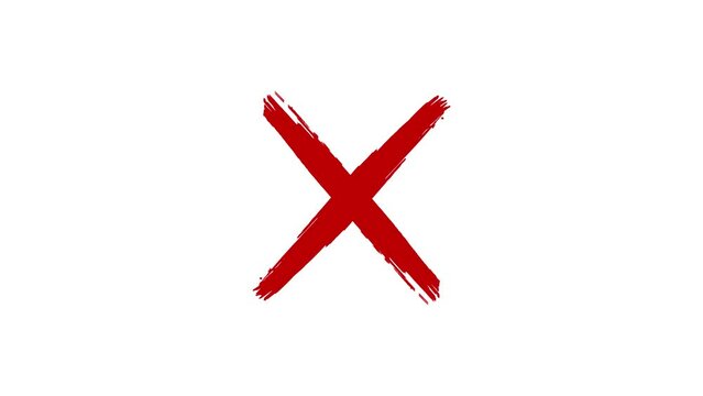 red cross mark symbol of cancel, deny, wrong or incorrect in motion graphic animation on white background