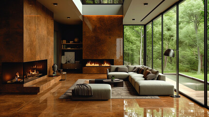 Laminate with an effect under a polished metal that adds the interior modern and styl