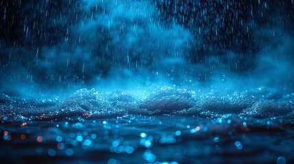 Lightning texture with rain flashes of light, accompanied by drops of rain, create an atmosphere of refreshing thundersto