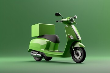 High-Tech Electric Delivery Scooter, Zooming Forward on a Fresh Green Canvas, Generative AI