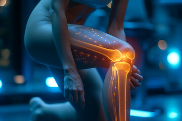 Close-up of a man experiencing discomfort as a result of a leg injury or arthritis. Massaging muscles to relieve injury, using ointments - obrazy, fototapety, plakaty