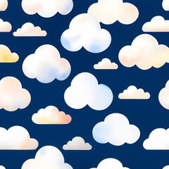 cute clouds wallpaper, clouds seamless pattern, generative ai