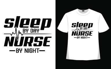Sleep by day nurse by night t shirt designs free vector.