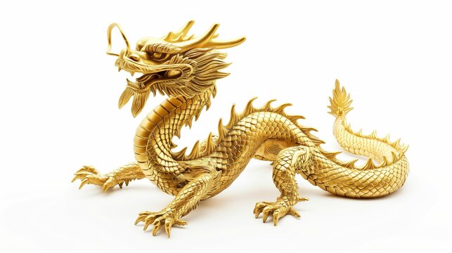 Festive Chinese Dragon, Gold Symbol of Good Fortune, New Year Concept