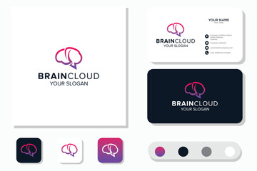 Brain and Cloud Logo Design Vector, Technology ai modern designs