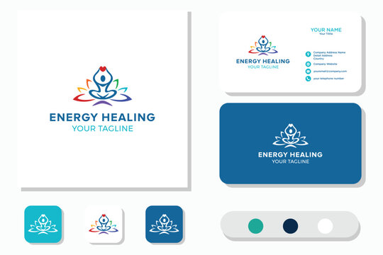 energy spa meditation, yoga logo design and business card