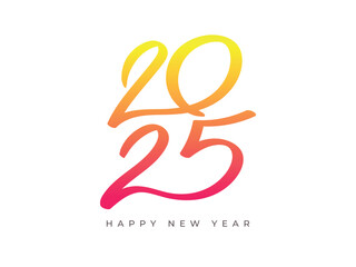 Luxury hand drawn Happy New Year 2025 for calendar template or greeting card