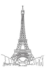 Eiffel Tower in sketch style.