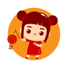 Cute Girl Cartoon Character Chinese New Year