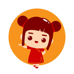 Cute Girl Cartoon Character Chinese New Year