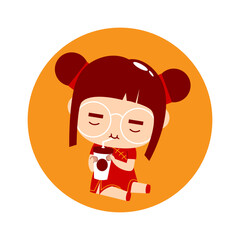 Cute Girl Cartoon Character Chinese New Year