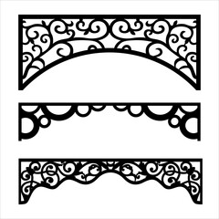 Craftsman Bracket cornice pieces for decorating or shelves. Decoration vector design for cutting on CNC or laser cut on wood corner design sample. wood corner home decoration © Shabana