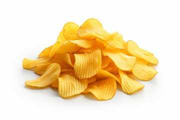 Honey Mustard Glazed Potato Chips, Arranged in a Mouthwatering Composition on a Clean White Backdrop, Generative AI