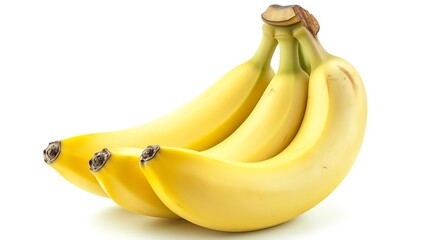 Bunch of bananas isolated on white background with full depth of field. : Generative AI - obrazy, fototapety, plakaty
