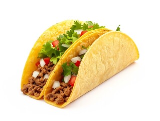 Mexican taco isolated on a white background : Generative AI