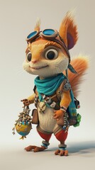 Cartoon digital avatars of the Nutty Nomad, traveling far and wide to gather the most exotic and fascinating treasures for their squirrel collection.