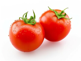 Tomato isolated on white background. Fresh red two tomato : Generative AI