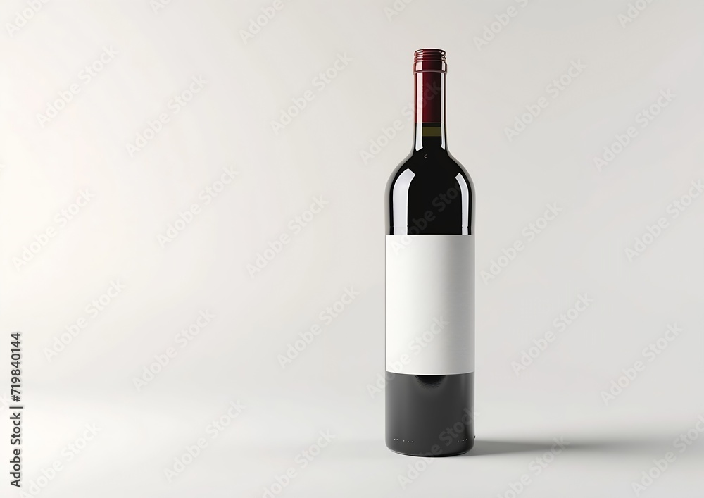 Aufkleber red wine bottle with blank label on white background. easily apply your custom design on the label. 